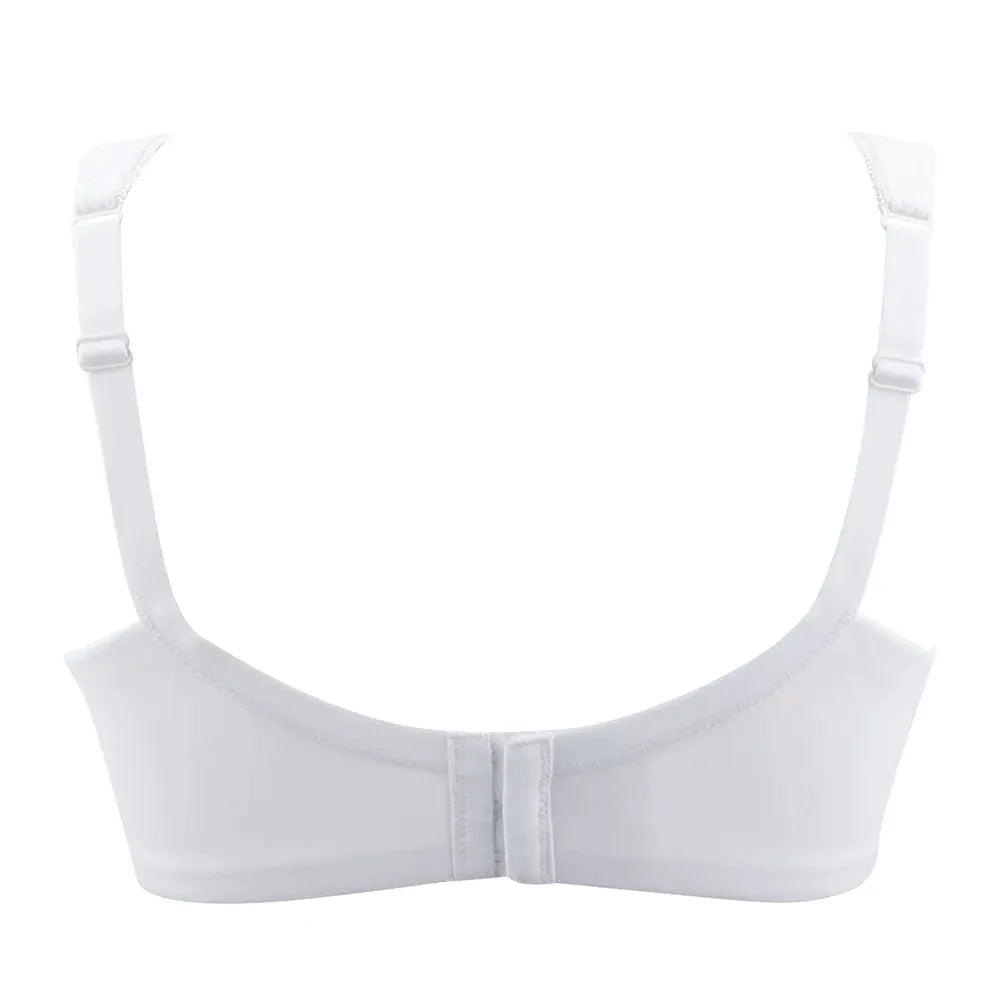 Sheroine plus-size underwire bra by Simples Market, white with back closure and adjustable straps