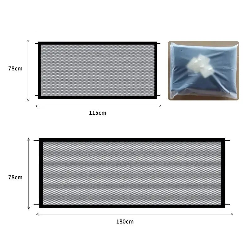 Foldable Breathable Mesh Dog Barrier Fence With 4 Hooks For Stairs And Rooms Safe Playpen