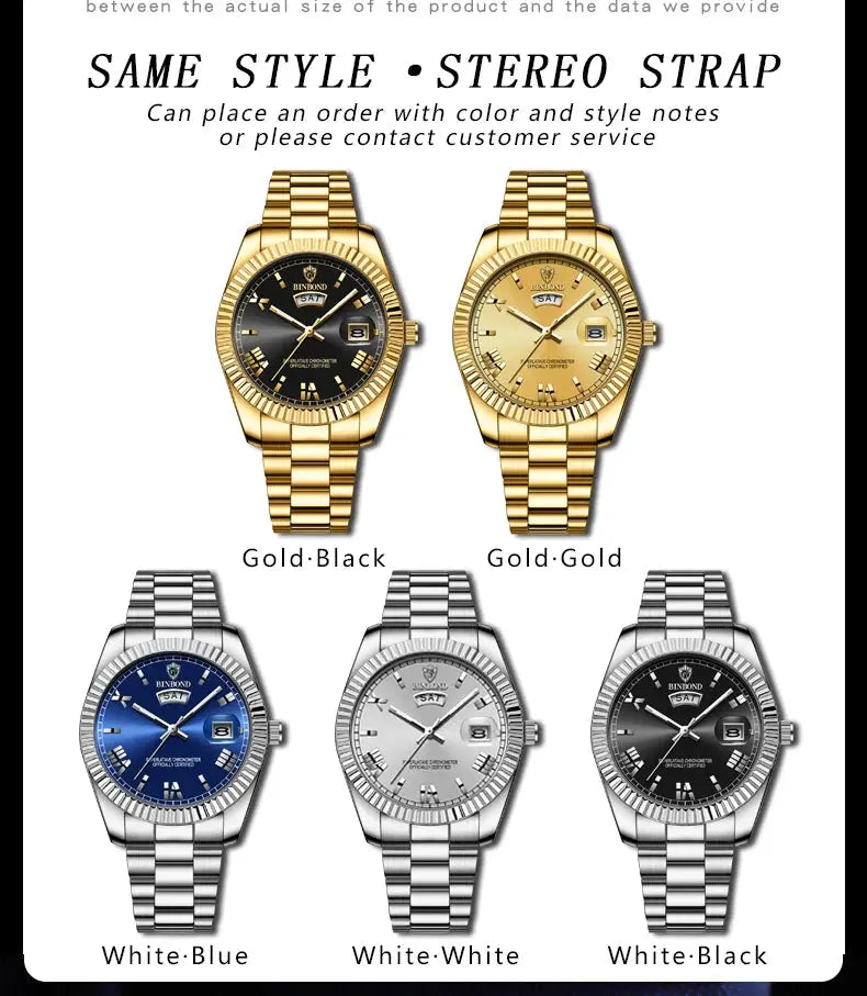 Binbond Mens Business Sports Quartz Watch Waterproof Luminous Calendar Wristwatch Premium Quality