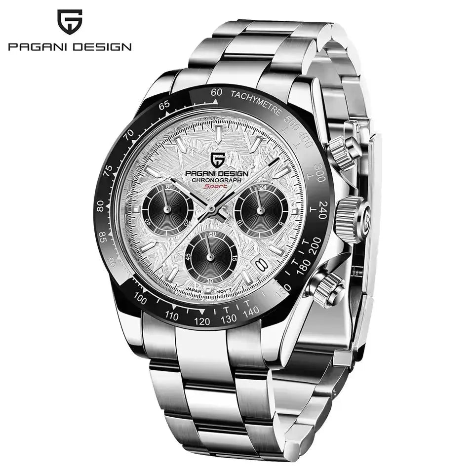 Pagani Design V2 40mm Classic Business Quartz Watch with Multi Time Zone Chronograph Sapphire Crystal for Men