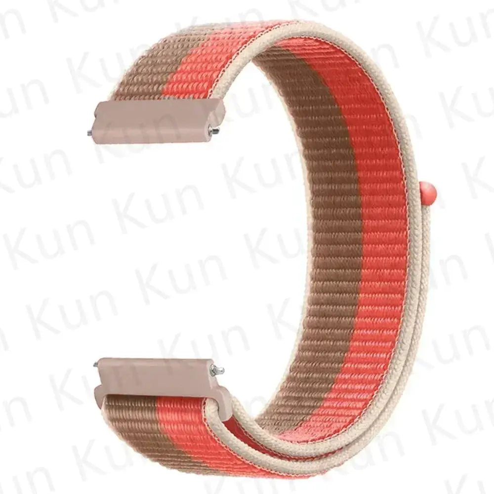 Simples Market nylon loop watch strap, beige and red striped, 20–22mm, for Redmi Watch 5 Active/Lite and Xiaomi Watch S4