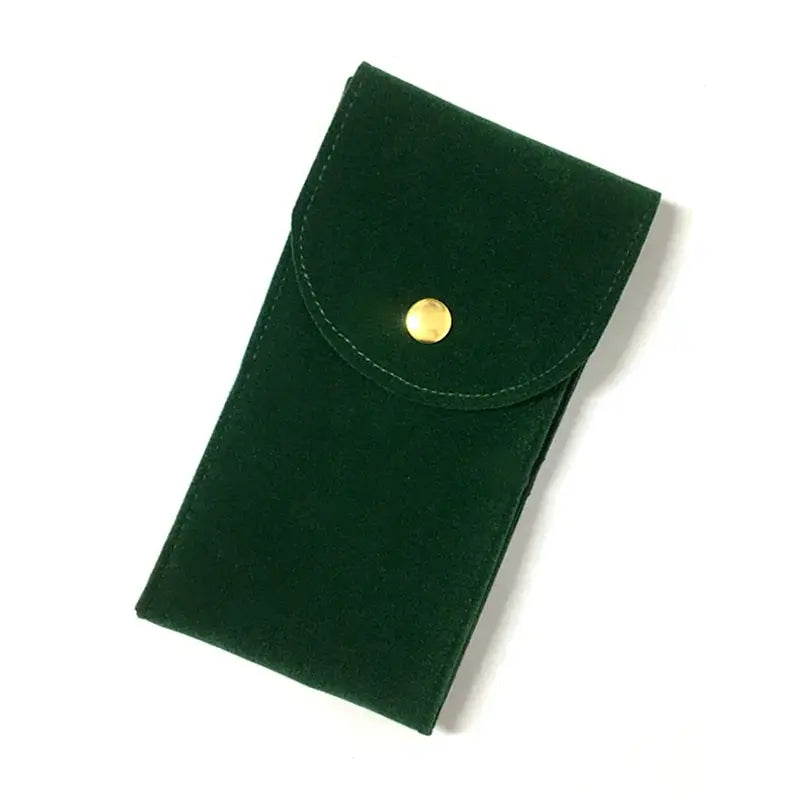 Embers watch bag green velvet travel case with gold snap