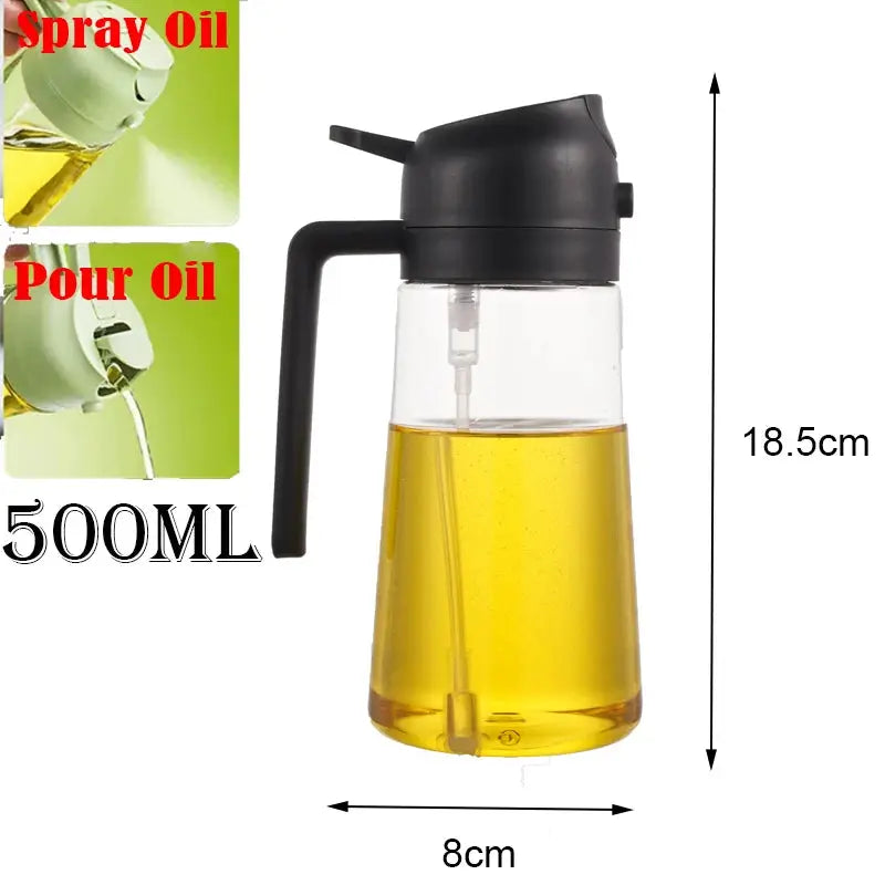2 In 1 500ml Plastic Kitchen Oil Sprayer Bottle For Olive Oil Dispenser BBQ Baking Roasting