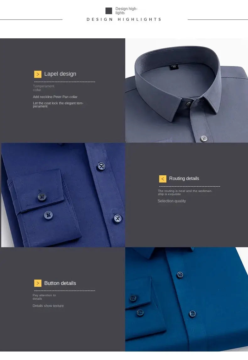 BAMBOOPLE non-iron office shirt for men, purple slim-fit with button and cuff details collage.
