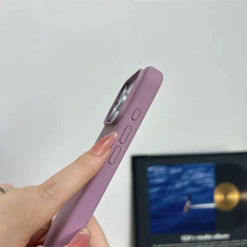 Purple magnetic liquid silicone case for iPhone 17 series, MagSafe compatible with large camera hole, shockproof