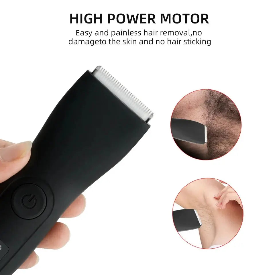 HOMEFISH body hair trimmer for men, black, groin and body groomer with high power motor