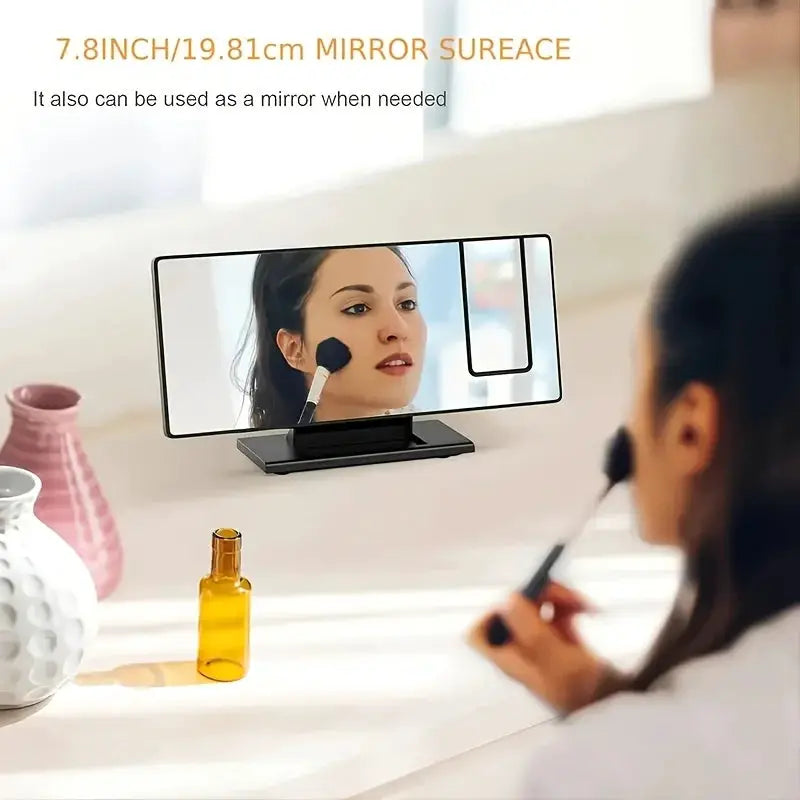 Projection alarm clock with 7.8-inch mirror surface, black finish, large display