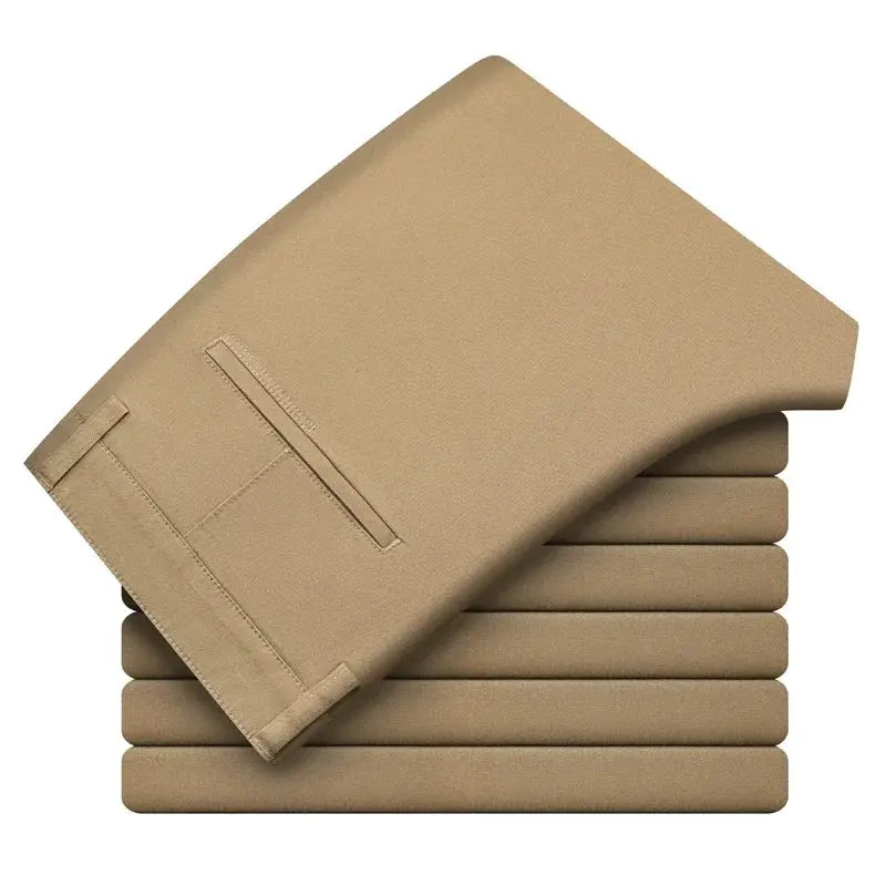 Men's casual pants from Simples Market, khaki 97% cotton, elastic slim-straight business trousers