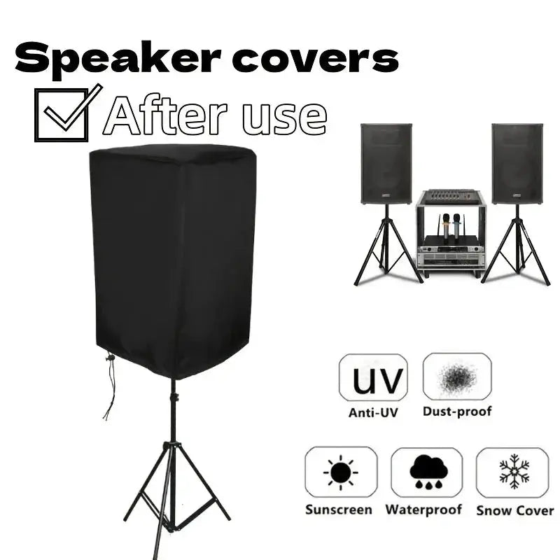 Speaker cover Simples Market; black 210D Oxford cloth with drawstring for outdoor home theater speakers.