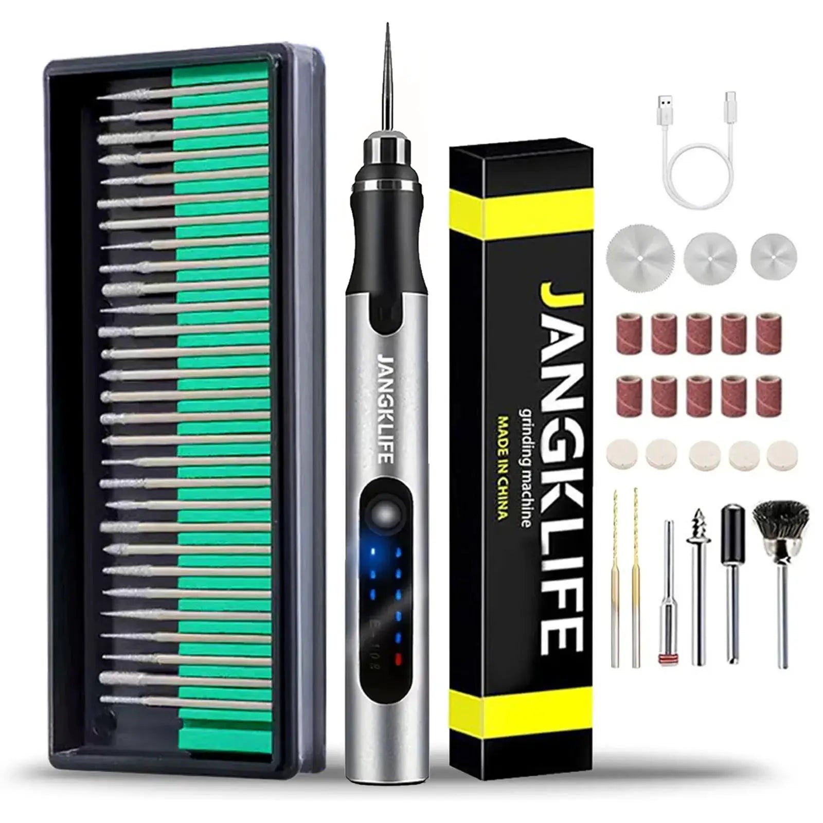 JANGKLIFE Cordless USB Rotary Tool Kit For Woodworking Engraving Jewelry Metal Glass Mini Wireless Drill