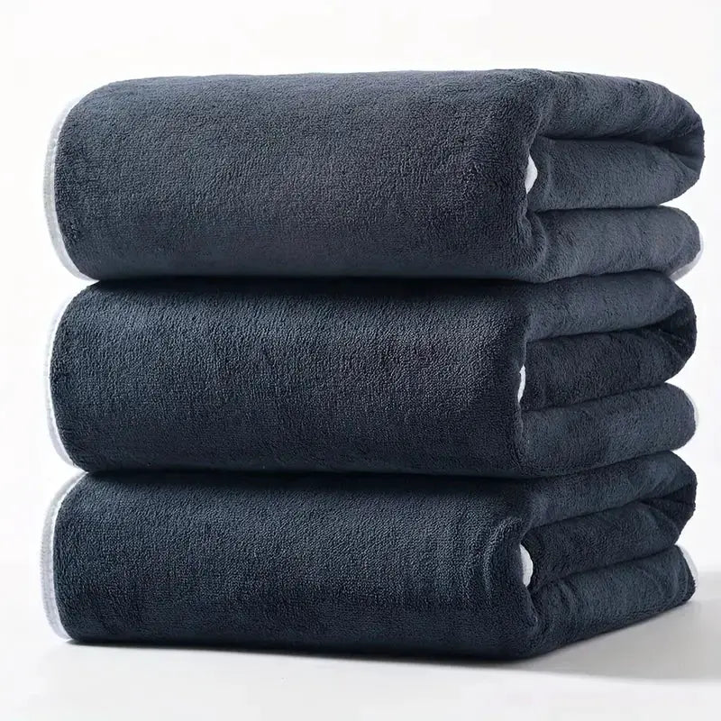 3-piece grey coral velvet bath towel set, Simples Market, 70x140 cm.