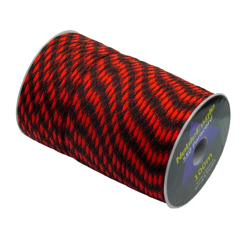 Military 550 paracord rope on a spool, red and black camouflage, 100m, 4mm, Simples Market