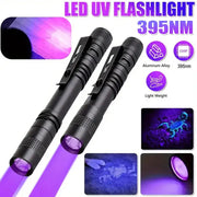 Simples Market 395nm UV flashlight pair with pocket clips, black, AAA powered