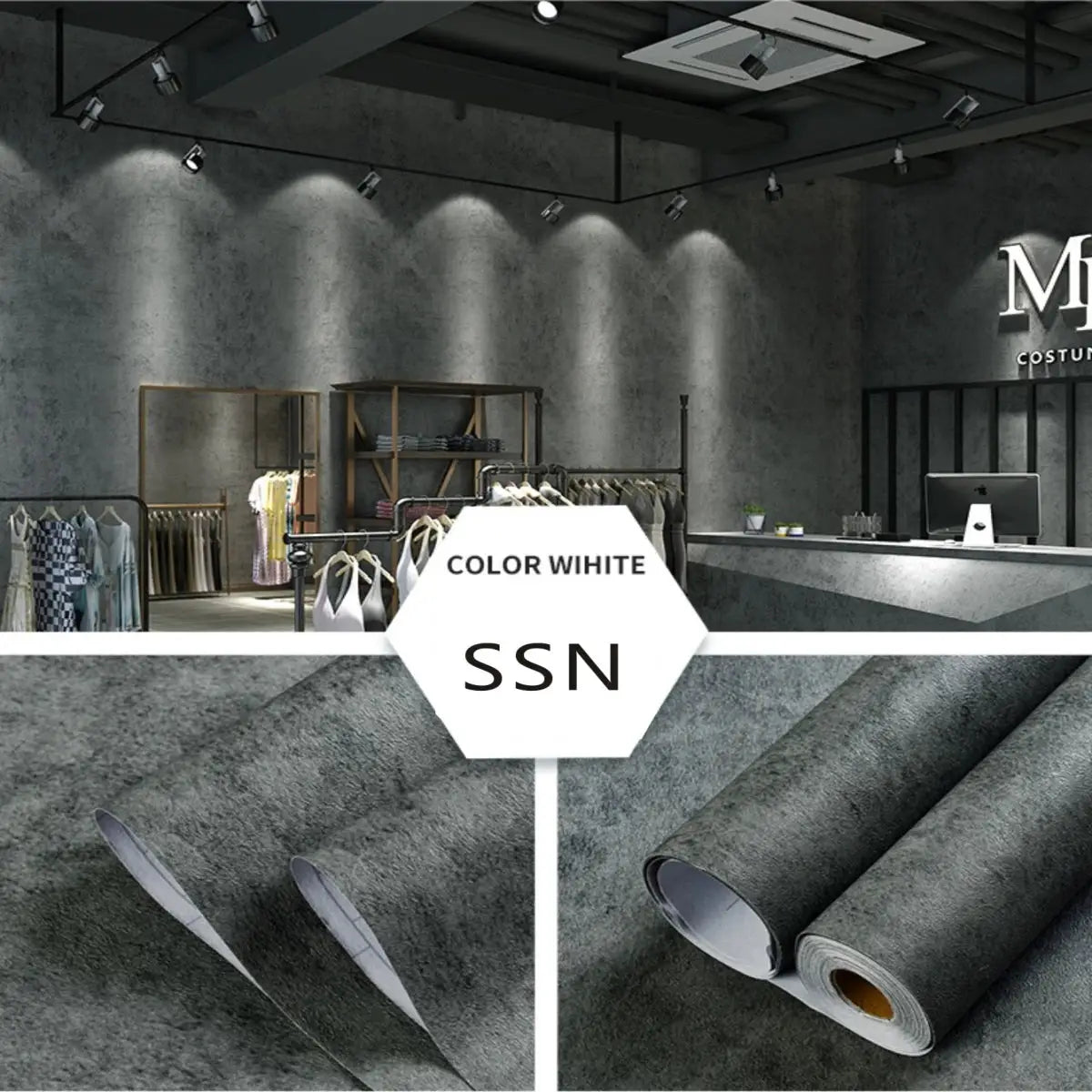 Cement Grey Self Adhesive Wallpaper For Living Room And Furniture Decor Waterproof Vinyl Wall Stickers Easy To Install