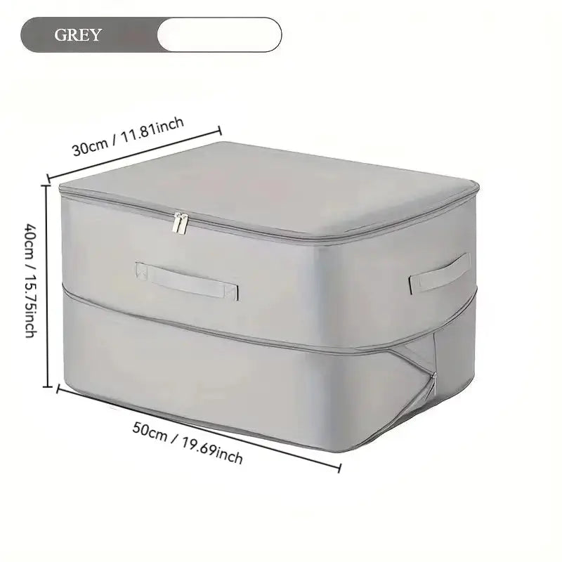 Simples Market grey heavy-duty self-compressing storage bag with handles, 50×40×30 cm, for clothes and quilts
