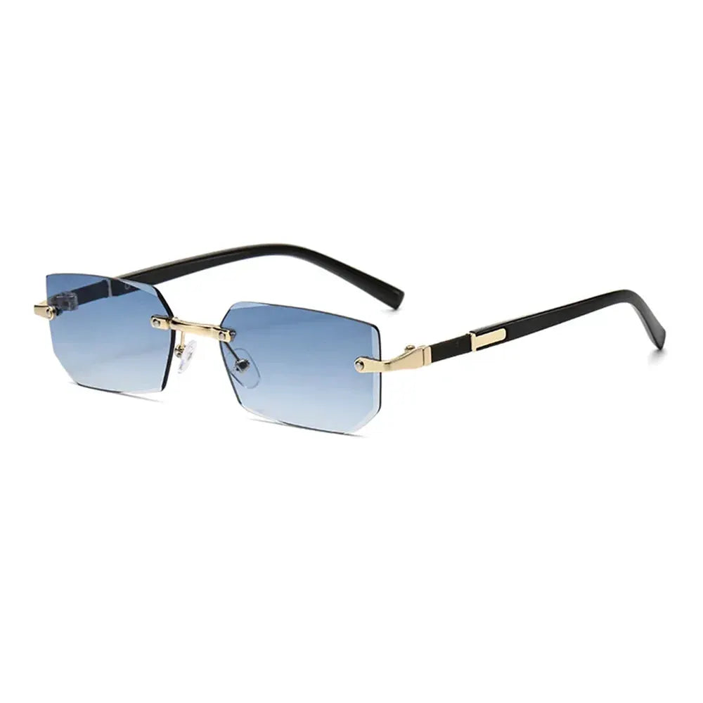 Rimless Edge Rectangle Sunglasses Unisex Frameless Designer Fashion Y2K Vintage Square Sun Glasses