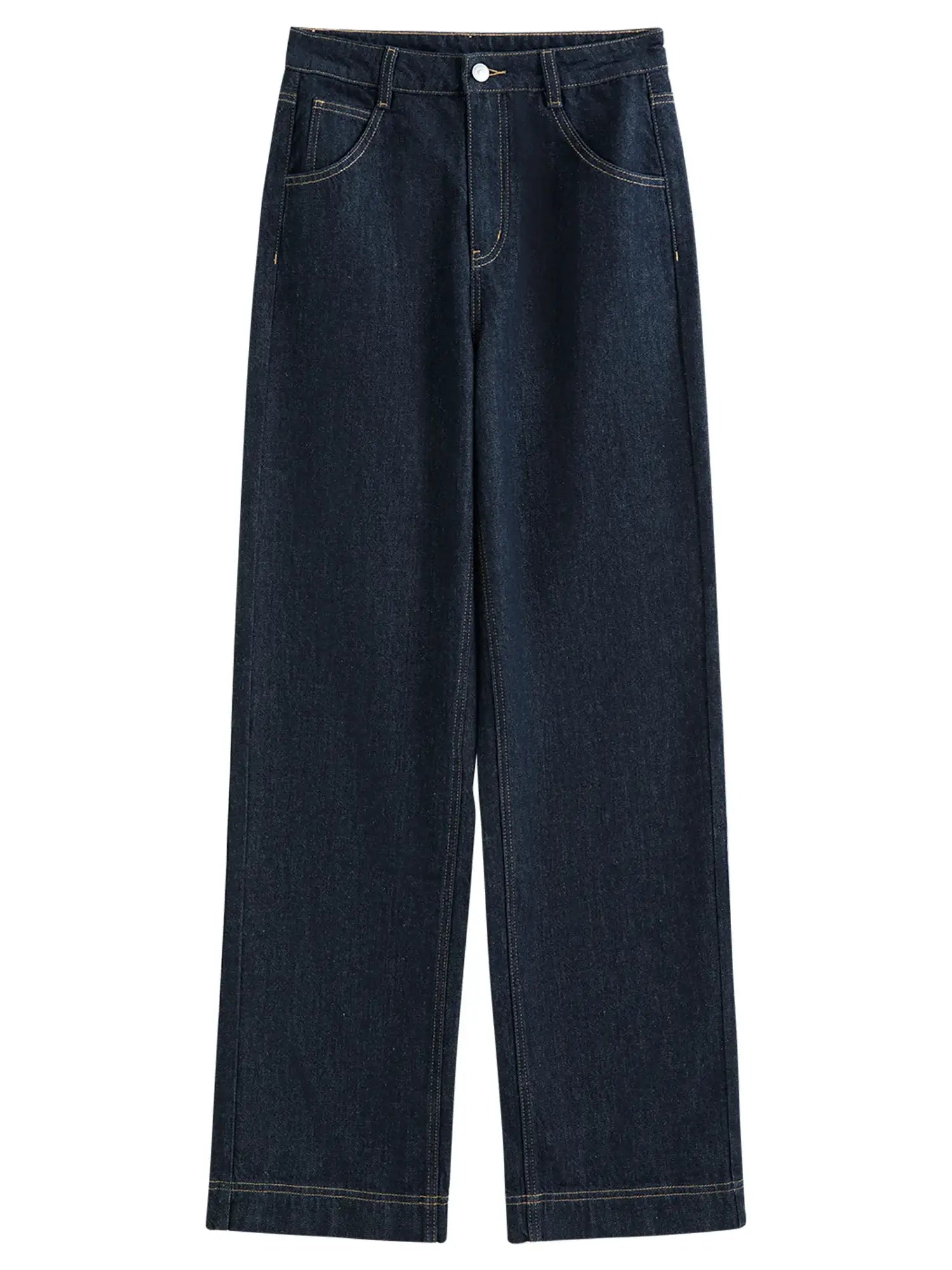 FSLE Straight High Waist Jeans For Women Korean Style Winter Versatile
