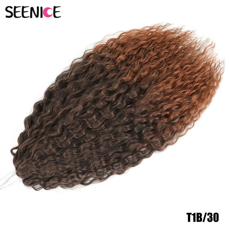 SEENICE Ariel Curl Deep Twist Crochet Hair Water Wave Extension, Ombre Brown, 22in