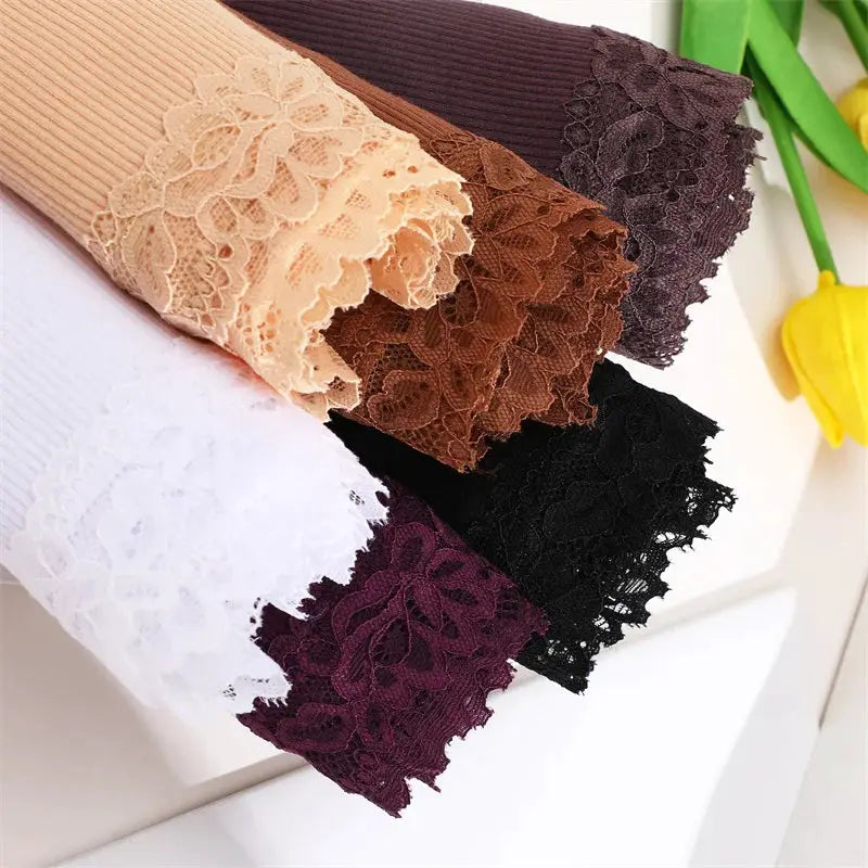 Lace cotton panties set by Simples Market; assorted floral lace briefs in nude, brown, white, burgundy, black