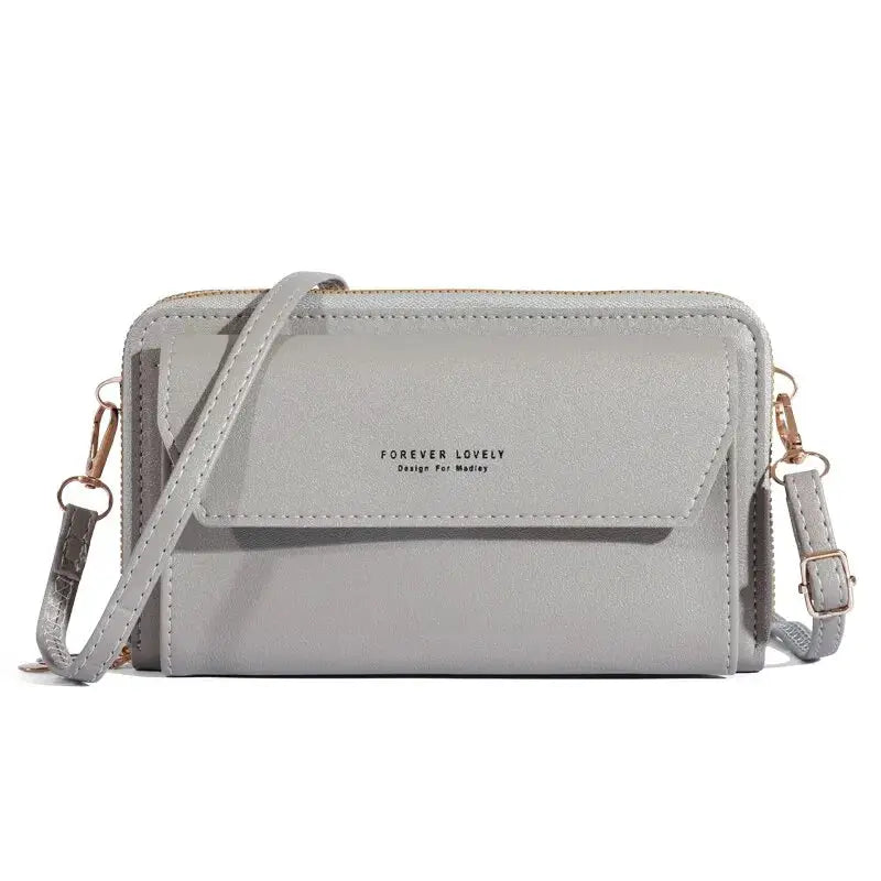 NovaLux Womens PU Material Crossbody Bag With Double Layer Design On One Shoulder For Mobile Phone And Essentials