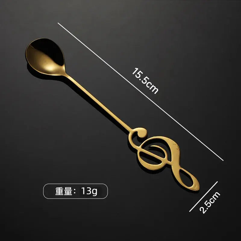Stainless Steel Musical Note Spoon Coffee Ice Cream Desserts Teaspoon Creative Kitchen Accessory Dining Decor