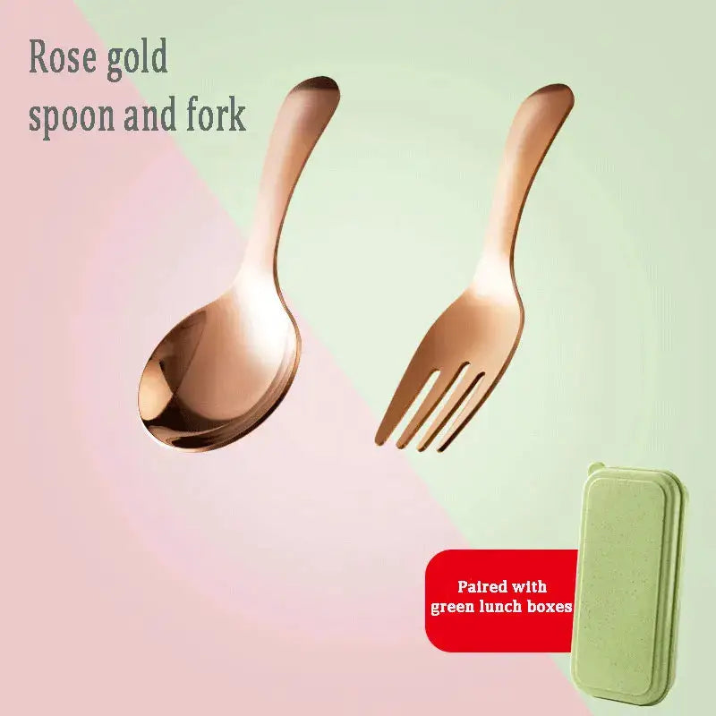 Outdoor Travel 304 Stainless Steel Portable Tableware Set Spoon And Fork For Kids Dessertware