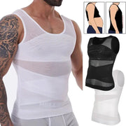 Men's slimming body shaper vest; sleeveless mesh compression shirts, 3-piece set in white and black by Simples Market