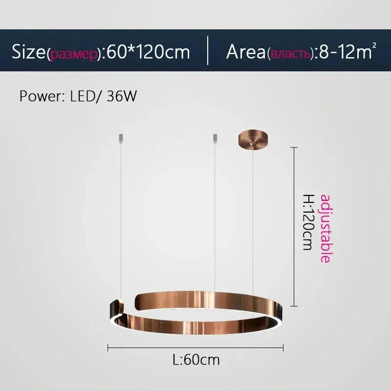 Nordic Ring LED Pendant Lamp copper gold hanging chandelier by Simples Market, dimmable