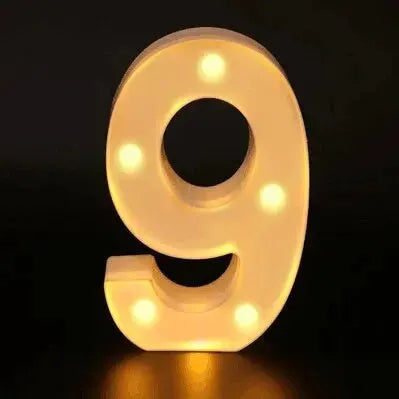 Number 9 LED lamp by Simples Market, warm white glow, decorative night light