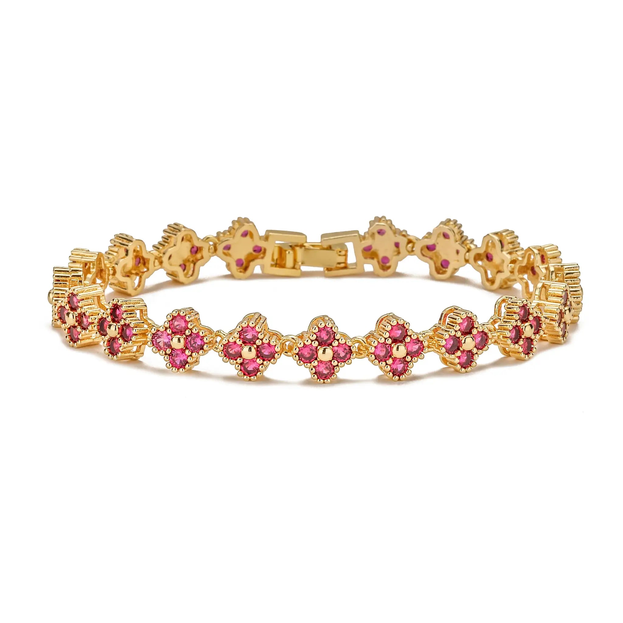 HECHENG AAAAA Brass 18K Gold Plated Flower Necklace And Bracelet Jewelry Set For Women Christmas Gift