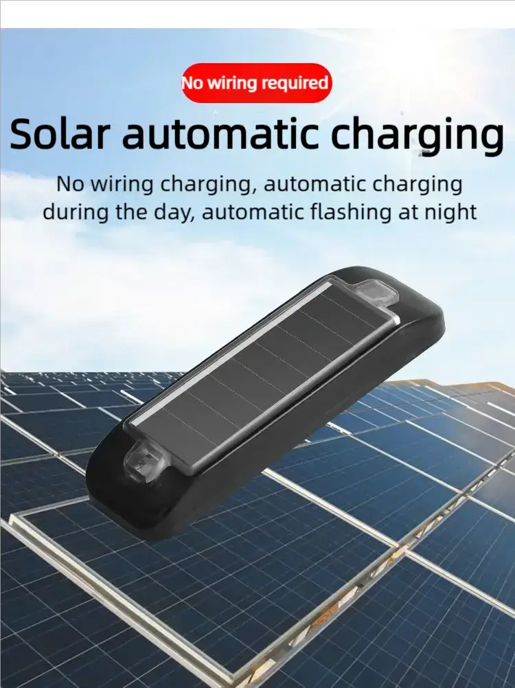 Car Solar Powered LED Warning Light Mini Wireless Simulated Anti Theft Strobe Lamp Night Security