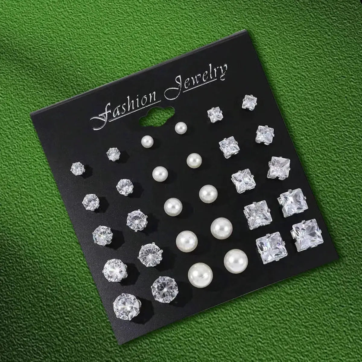 AuroraStone 12 Pairs Stainless Steel Gemstone Bud Stud Earrings Unisex Everyday Fashion Jewelry Gift