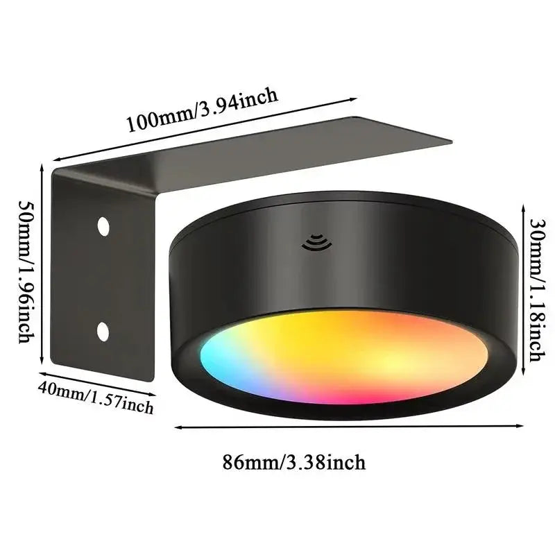 LED wall picture light by Simples Market, 13-color RGB dimmable, battery-powered, black metal with mounting bracket