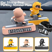 Skateboard Bear Magnetic Parking Number Plate For Dashboard Car Interior Decor Cartoon Ornament
