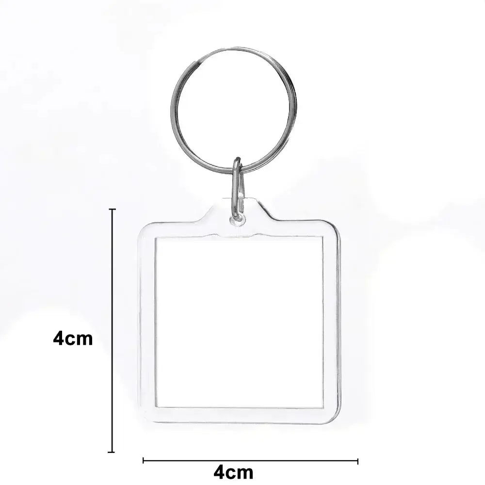 Transparent Rectangle Acrylic Photo Frame Keychain with Blank Insert for Photos DIY Split Ring Key Ring 2035