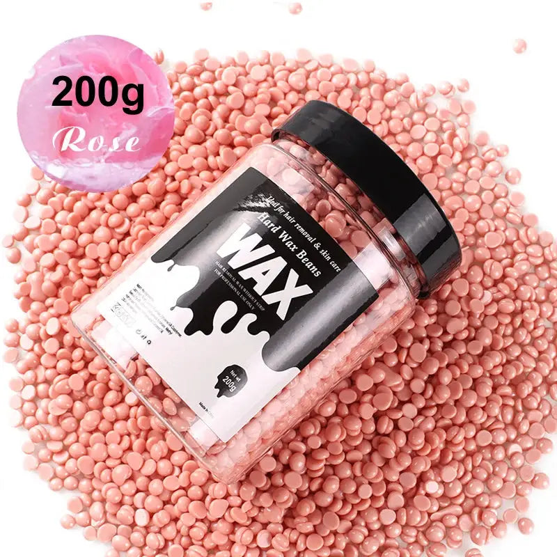 Depilatory wax beads 200g pink rose for heating hard wax machines; painless bikini/body hair removal