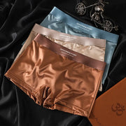 3-pack Simples Market ice-silk satin panties in teal, beige and bronze with 3D double-layer breathable mesh