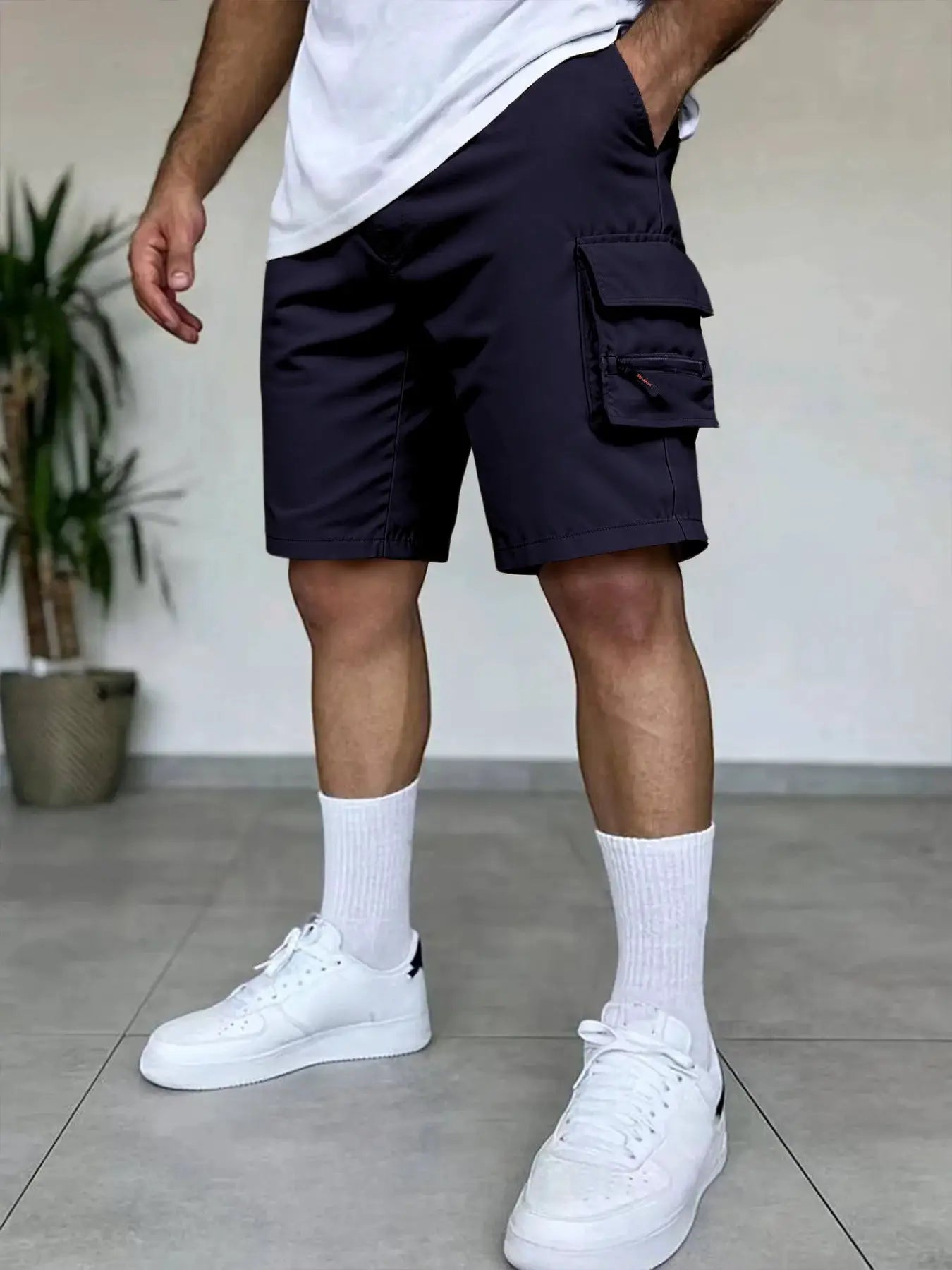 Summer men's cargo shorts in navy with multiple pockets by Simples Market