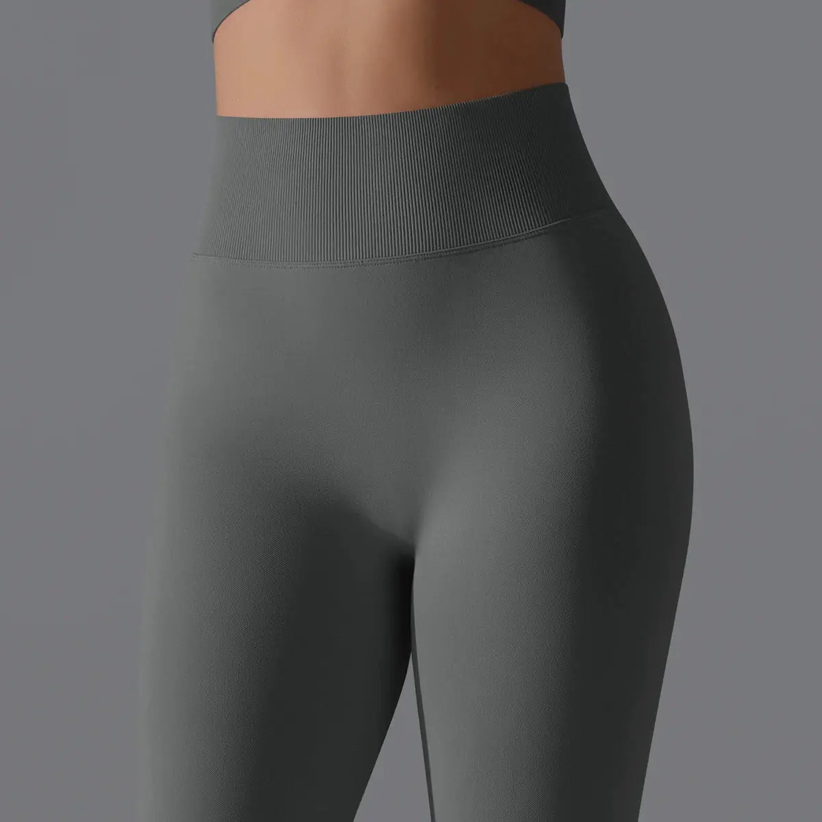 Simples Market women's seamless yoga leggings, high-waist tummy control, charcoal gray