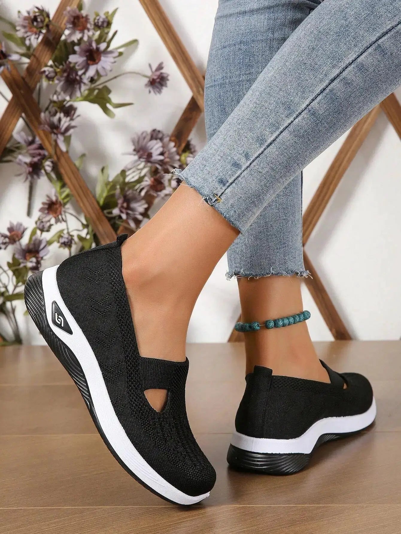 AeroStride Women Breathable Knit Sneakers Slip On Lightweight Air Mesh Upper Casual Comfort For Summer Everyday Wear