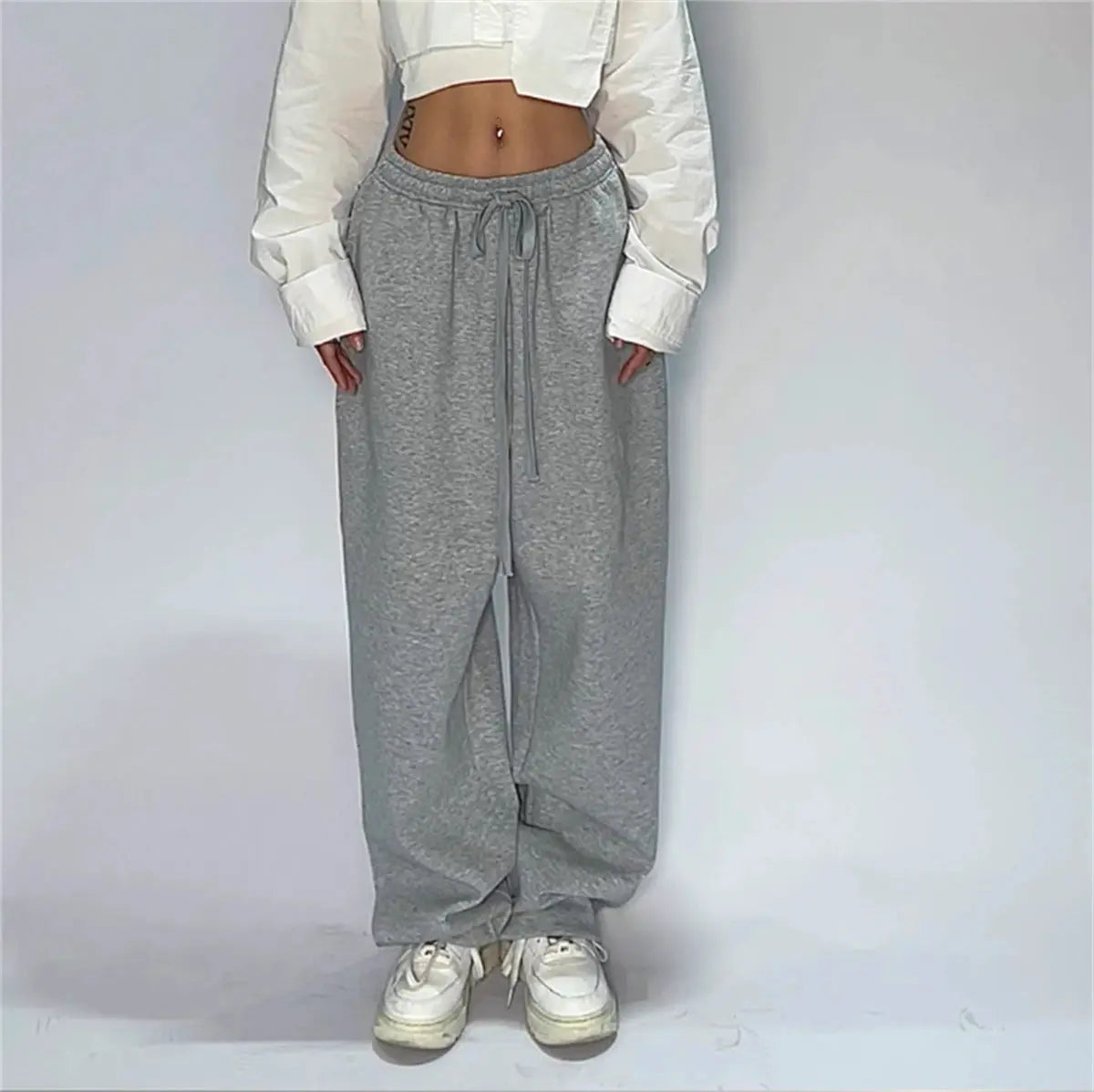 Harajuku Women Wide Leg Sweatpants For Spring And Fall Oversized Comfort In Smooth Polyester
