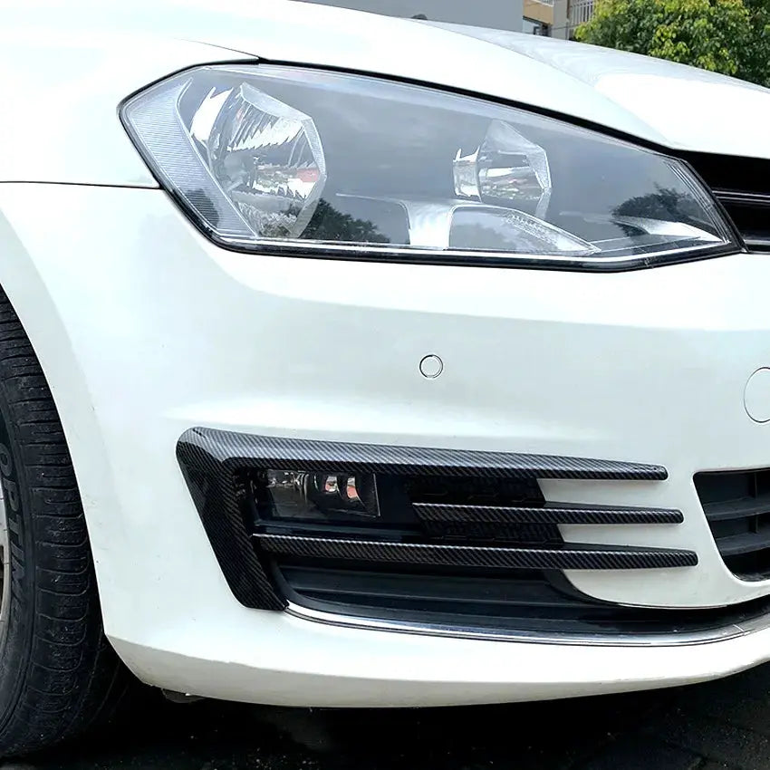 Pair carbon fiber front fog light grilles for VW Golf 7 MK7 GTI lower bumper