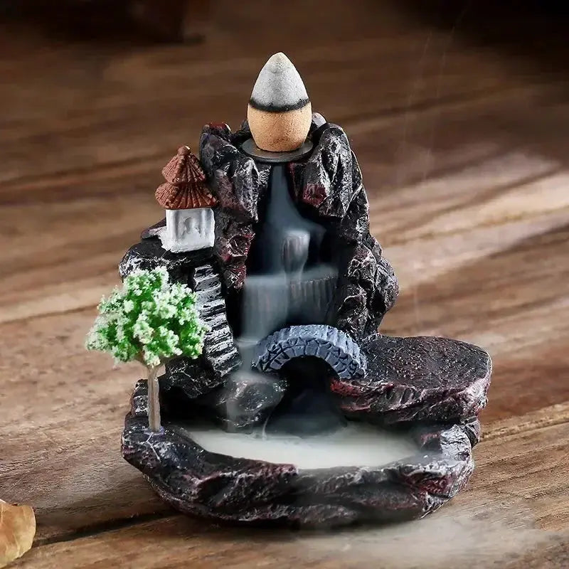 Incense Burner Mountain River Waterfall Backflow Zen Censer Holder for Home Decor
