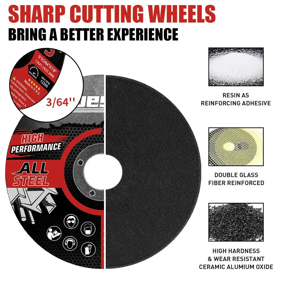 5 Piece 125mm Cutting Discs Set For Angle Grinder Circular Resin Saw Blades For Metal Iron Wood Fiber