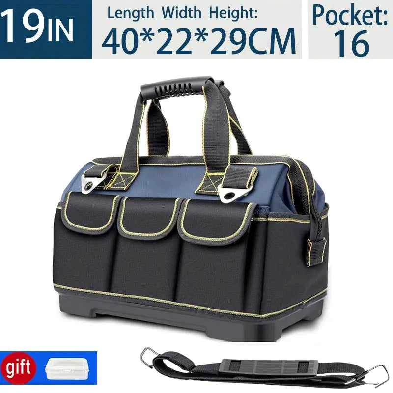 Electrician tool bag by Simples Market with thickened waterproof wear-resistant blue/black fabric and multiple pockets