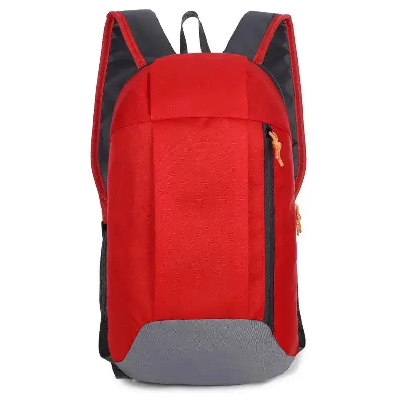 Outdoor lightweight small sports men's backpack by Simples Market, red with gray bottom.
