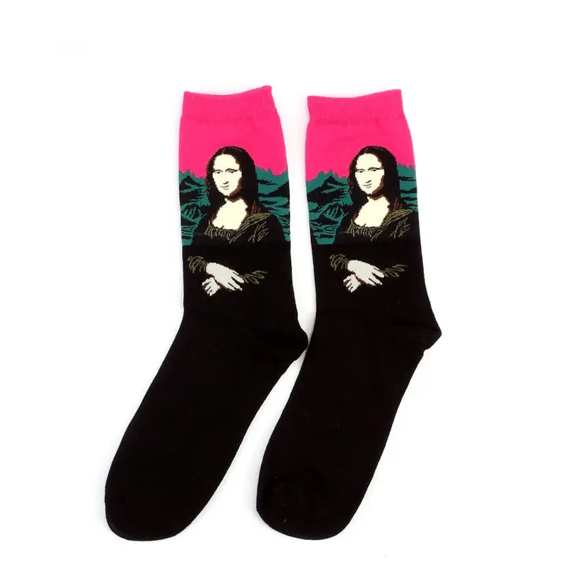 Van Gogh Mural Inspired Retro Men Socks 1 Pair Autumn Winter World Famous Oil Painting Series Funny Socks