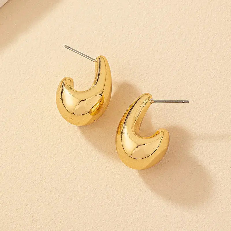 Vintage Chunky Dome Drop Earrings For Women Gold Plated Stainless Steel Teardrop Statement Wedding Jewelry Gifts