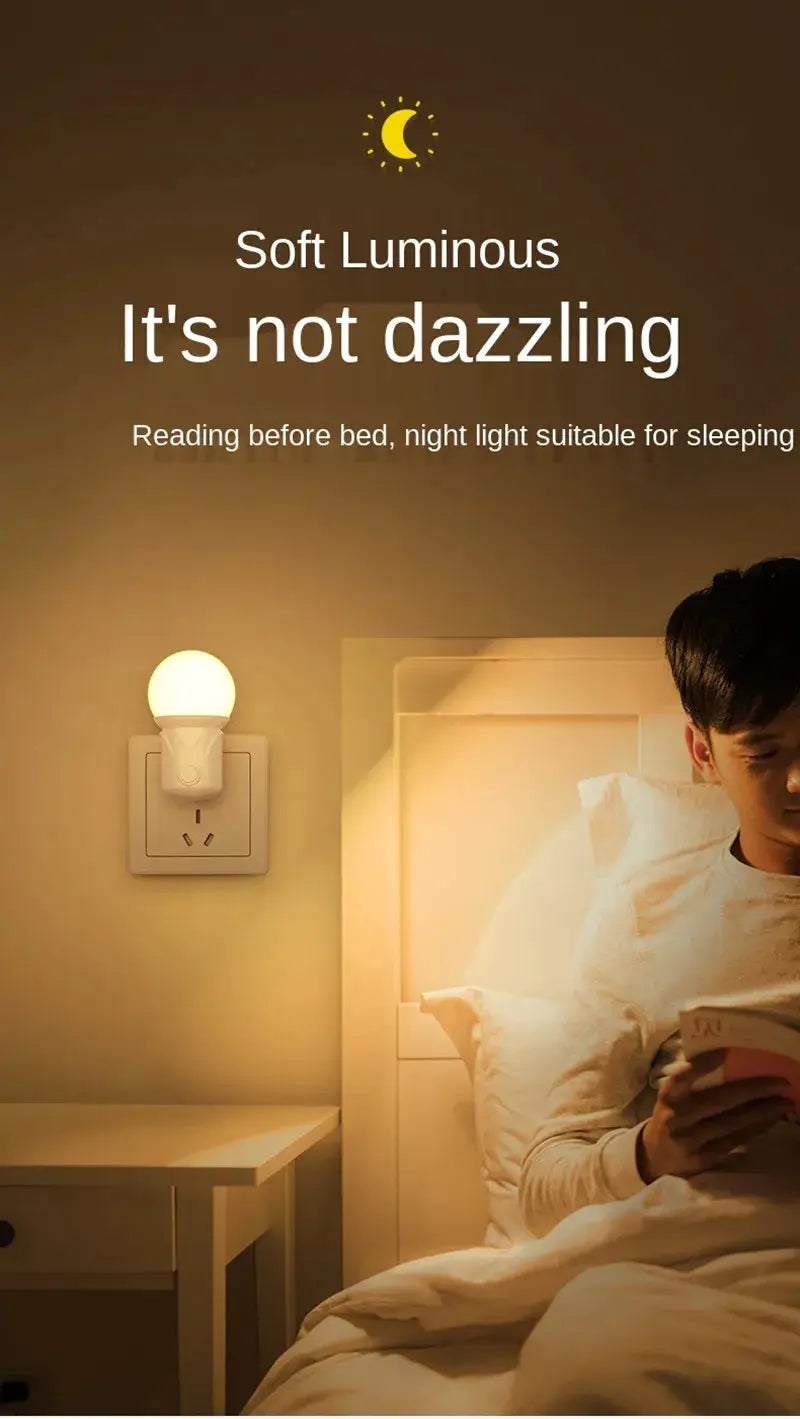 LED night light by Simples Market; warm dimmable glow with EU/US plug for bedside reading and sleep
