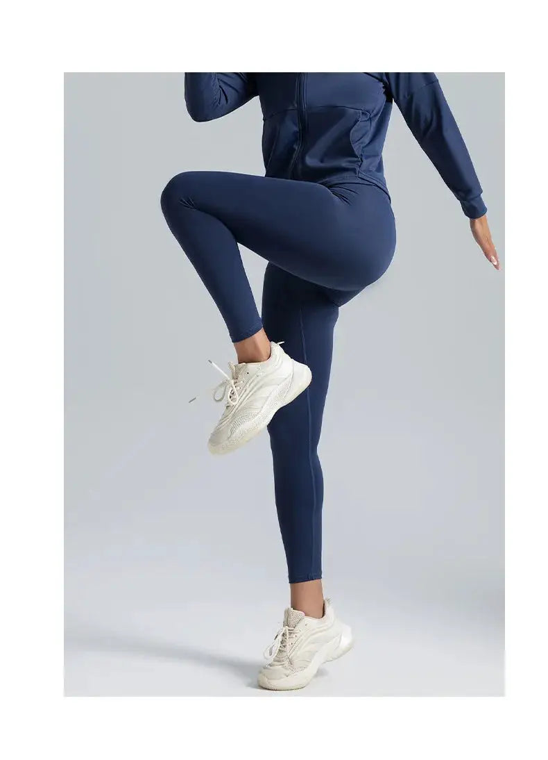 Leggings for women by Simples Market, navy high-waisted yoga pants with abdominal compression